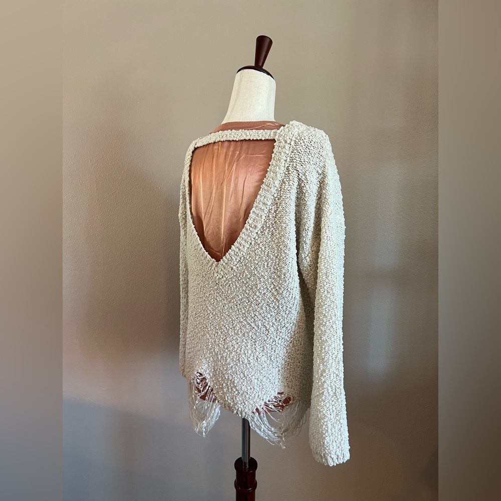 Deep V back sweater, daytrip, off white, size XS